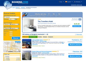 El buscador de hoteles booking.com con la oferta del día
